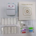 RECHARGEABLE MINI PRINTER  WITH FULL ACCESSORIES 
📌 (with 4 Coloured & 10 White Thermal Papers + 6 Pens)