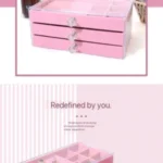 FLANNELETTE 3-DRAWER ACRYIC JEWELRY BOX ORGANIZER (PINK) - Image 2