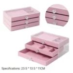 FLANNELETTE 3-DRAWER ACRYIC JEWELRY BOX ORGANIZER (PINK) - Image 3