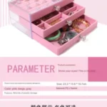 FLANNELETTE 3-DRAWER ACRYIC JEWELRY BOX ORGANIZER (PINK)