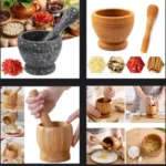 2PCS/SET MULTIPURPOSE WOODEN MORTAR & PESTLE AS KITCHEN/BEAUTY TOOL
