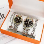 4PCS/SET EXQUISITE DELIGHT FOREVERMORE COUPLE TITANIUM STEEL WATCH SET