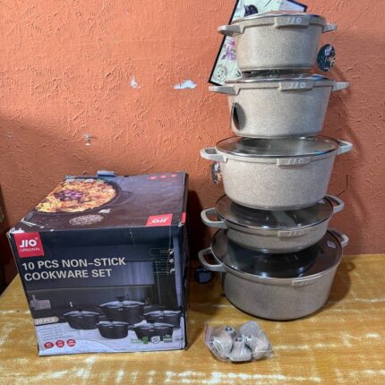10PCS JIO HIGH QUALITY HEALTHY PREMIUM MARBLE NON-STICK  COOKWARE/POT SET (MODEL ~ J2610)