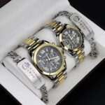 4PCS/SET ETERNAL LOVE FOREVERMORE COUPLE TITANIUM STEEL WATCH SET - Image 2