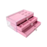 FLANNELETTE 3-DRAWER ACRYIC JEWELRY BOX ORGANIZER (PINK) - Image 6