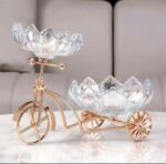 LUXURY TRICYCLE SHAPED METAL-FRAME CRYSTAL GLASS FRUIT & DESSERT TRAY (INTERIOR DECOR 001) - Image 2