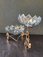 LUXURY TRICYCLE SHAPED METAL-FRAME CRYSTAL GLASS FRUIT & DESSERT TRAY (INTERIOR DECOR 001)