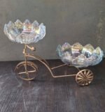 LUXURY TRICYCLE SHAPED METAL-FRAME CRYSTAL GLASS FRUIT & DESSERT TRAY (INTERIOR DECOR 001) - Image 3