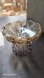 AMERICAN–EUROPEAN EXOTIC CREATIVE STYLE GOLD GLASS FLOWER/FOOD TRAY – LUXURY HOME DECORATION (INTERIOR DECOR 003) - Image 4