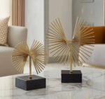 1PC METAL HANDICRAFT ABSTRACT GOLDEN GEOMETRIC FLY-WING ORNAMENT STATUE – MODERN LUXURY HOME DECORATION (INTERIOR DECOR 005)