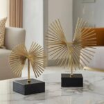 1PC METAL HANDICRAFT ABSTRACT GOLDEN GEOMETRIC FLY-WING ORNAMENT STATUE – MODERN LUXURY HOME DECORATION (INTERIOR DECOR 005)