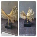 1PC METAL HANDICRAFT ABSTRACT GOLDEN GEOMETRIC FLY-WING ORNAMENT STATUE – MODERN LUXURY HOME DECORATION (INTERIOR DECOR 005) - Image 7