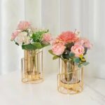 1PC EUROPEAN EXOTIC STYLE METAL GOLD–CRAFTED GLASS DRY FLOWER LUXURY DECOR WITH FLOWER  (INTERIOR DECOR 006)