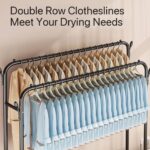 35KG HEAVY DUTY FLOOR FOLDABLE DOUBLE POLE CLOTHES HANGER RACK - Image 3