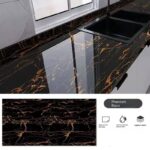 3D MARBLE DESIGN MULTIFUNCTIONAL KITCHEN/WARDROBE WALLPAPER/STICKER (60CM by 5M) - BLACK/GOLD - Image 2