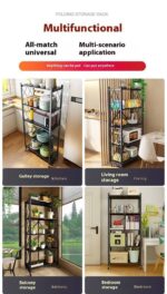 BLACK HEAVY DUTY METAL MULTIFUNCTIONAL FOLDABLE STORAGE SHELF RACK - Image 2