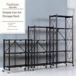 BLACK HEAVY DUTY METAL MULTIFUNCTIONAL FOLDABLE STORAGE SHELF RACK - Image 3
