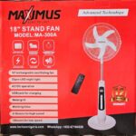 18 INCHES MAXIMUS RECHARGEABLE STANDING FAN WITH REMOTE CONTROL