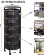 FLOOR-MOUNTED MULTI-LAYER ROTATING CIRCULAR STAINLESS STEEL DRAWER TROLLEY – KITCHEN, BATH & LIVING ROOM STORAGE ORGANIZER - Image 2