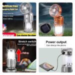 SOLAR ELECTRIC RECHARGEABLE MULTIFUNCTIONAL INDOOR / CAMPING LIGHT WITH FOLDABLE FAN & FLASHLIGHT - Image 2