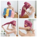 1PC EMBROIDERY MICROFIBER ABSORBENT HAIR TOWEL/BATH TOWEL - Image 4