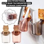 1PC MULTIFUNCTIONAL CUTE BEAR TILE-MOUNTED MINI STORAGE CONTAINER