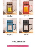 500ML INSULATED HANDLE GLASS CUP - Image 2