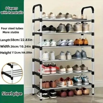 6-STEP QUALITY BIG POLE STEEL SHOE RACK