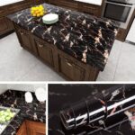 CLASSIC MARBLE BLACK STONE CRACK VINYL FILM SELF-ADHESIVE DECORATIVE WALLPAPER - Image 2