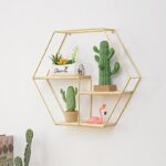 1PC NORDIC GOLD ‘HEXAGON’ METAL LUXURY WALL DECOR STORAGE RACK - Image 2
