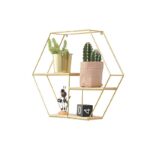 1PC NORDIC GOLD ‘HEXAGON’ METAL LUXURY WALL DECOR STORAGE RACK - Image 3