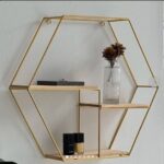 1PC NORDIC GOLD ‘HEXAGON’ METAL LUXURY WALL DECOR STORAGE RACK