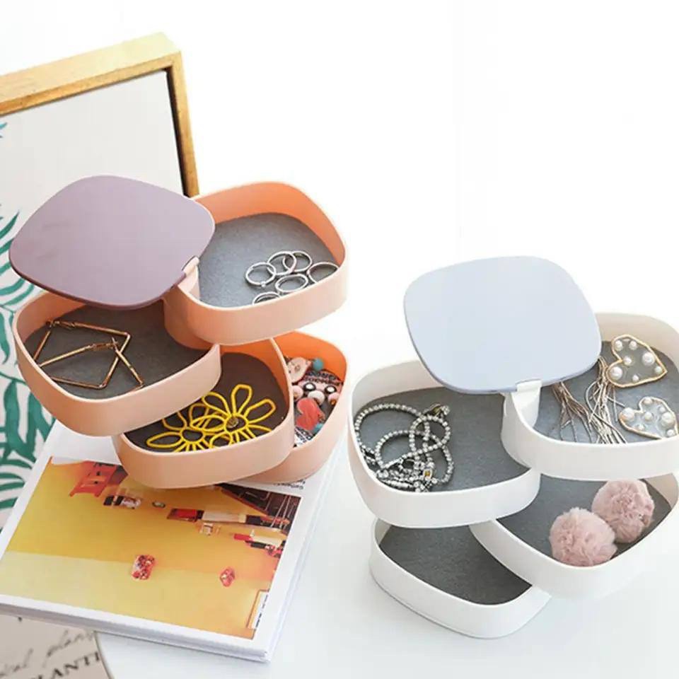img_1295 4 LAYERS ROTATING JEWELRY ORGANIZER WITH MIRROR - Image 1