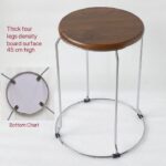THICKENED WROUGHT IRON REINFORCED ROUND STOOL WITH WOODEN SURFACE