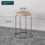 THICKENED WROUGHT IRON REINFORCED ROUND STOOL WITH WOODEN SURFACE - Image 3