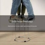 THICKENED WROUGHT IRON REINFORCED ROUND STOOL WITH WOODEN SURFACE - Image 4