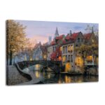 SCENERY CROSS STITCH EMBROIDERY ART – SUNSET GLOW HOUSE & BRIDGE FRAMELESS CANVAS - Image 6