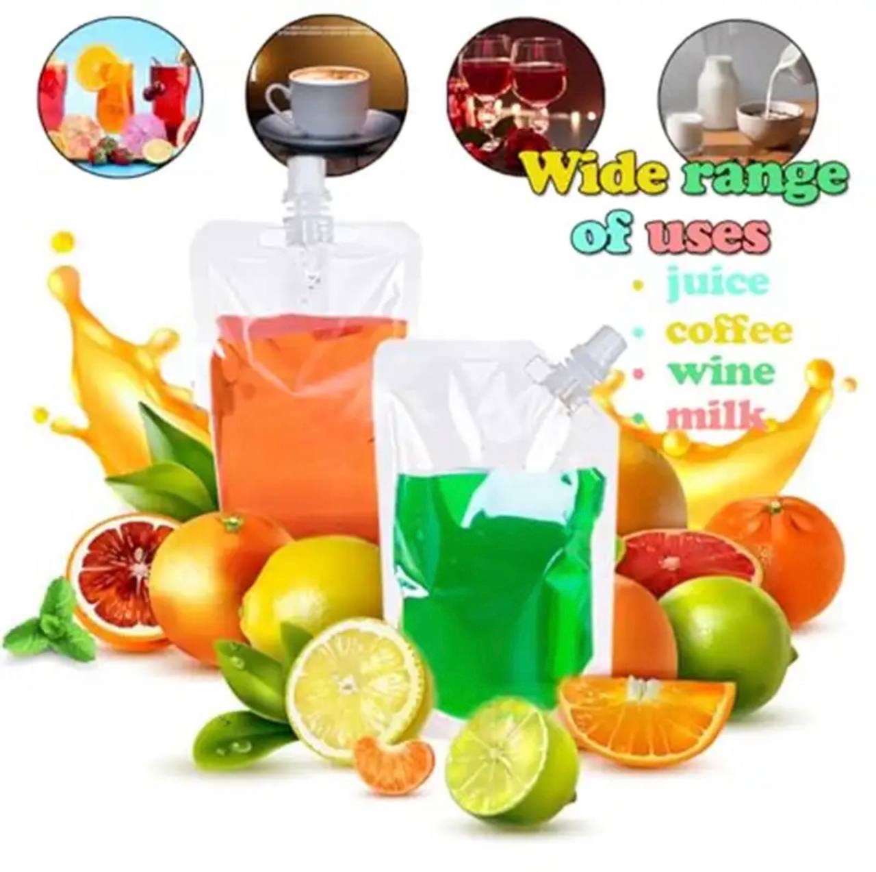 img_1643-2 TRANSPARENT SPILL-PROOF LIQUID STORAGE BAG WITH NOZZLE SCREW COVER (JUICE BAG) - Image 1