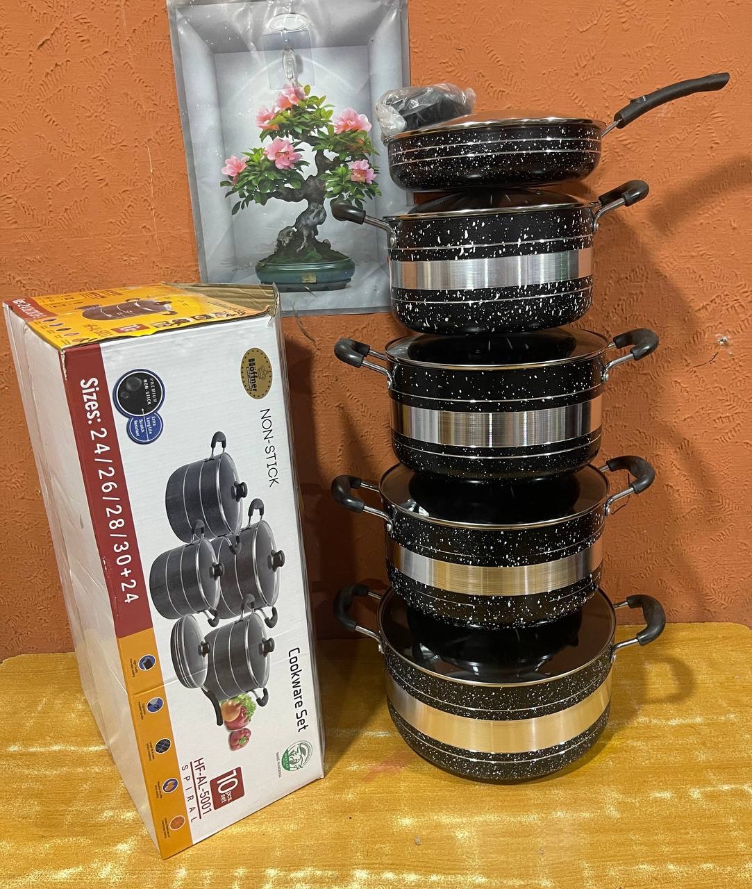 img_1734-2 10PCS HOFFNER THICKENED ALUMINUM NON-STICK COOKWARE / POT SET (HF-AL-5001) - Image 1