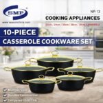 10PCS SMP NON-STICK GOLD TAPPING COOKWARE SET (NP-13)