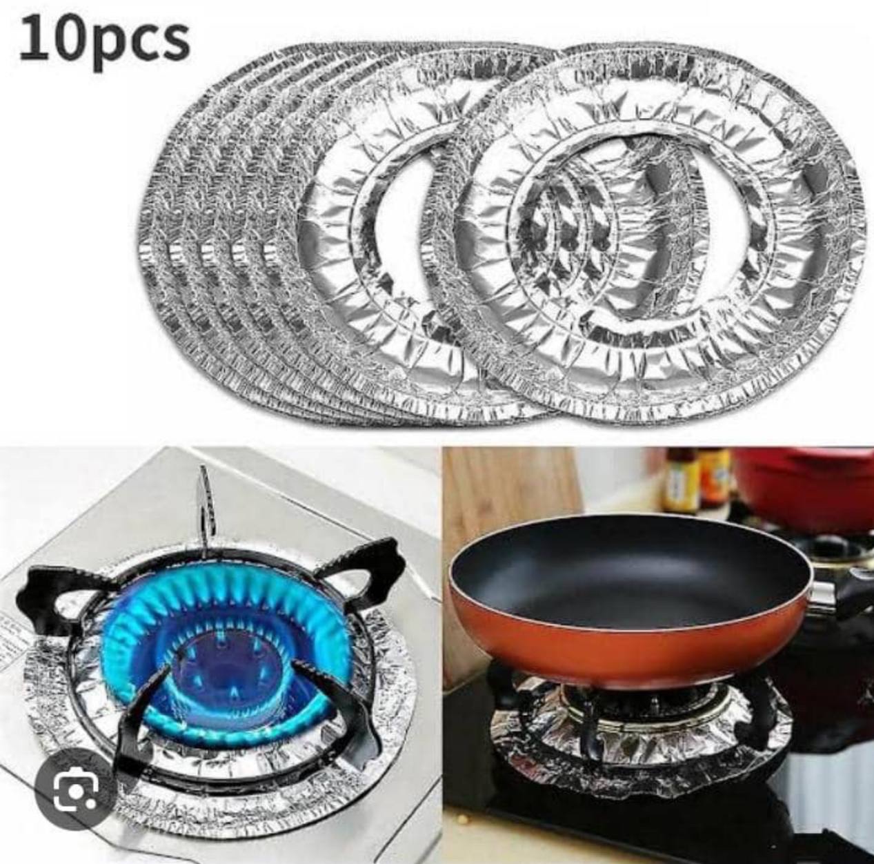 img_1901-2 10PCS THICK ROUND HIGH-TEMPERATURE ALUMINUM FOIL GAS COOKER PROTECTOR - Image 1