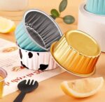 12PCS MULTIFUNCTIONAL ALUMINUM FOIL CUPCAKE / PUDDING CUP + COVER - Image 3