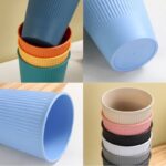 1PC HEALTHY ECO-FRIENDLY WHEAT STRAW STRIPED THICKENED PLASTIC CUP - DRINKWARE 015 - Image 3