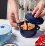 200ML CERAMIC GLAZED DOUBLE-EAR MULTIPURPOSE BOWL WITH LID - Image 4