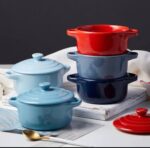 200ML CERAMIC GLAZED DOUBLE-EAR MULTIPURPOSE BOWL WITH LID - Image 2