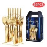 24PCS LUXURY GOLD STAINLESS STEEL CUTLERY SET