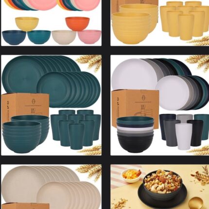 24PCS ECO-FRIENDLY THICKENED PLASTIC DINNERWARE / SERVING SET (002)