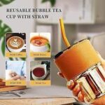 350ML LEATHER GRIP THICKENED GLASS STRAW CUP (IN A FANCIFUL CARTON) - DRINKWARE 010 - Image 2