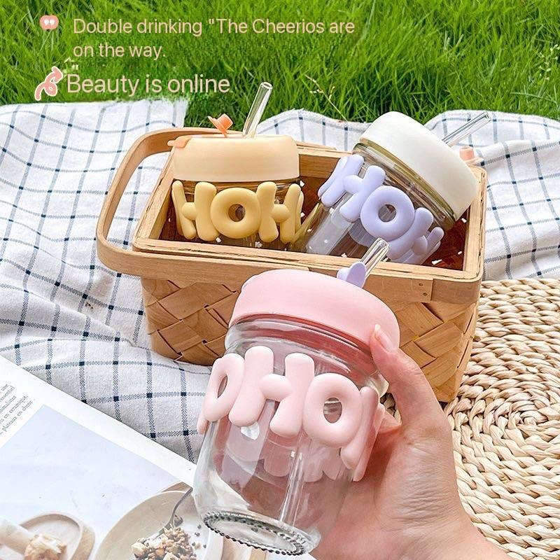 img_3781 350ML TRANSPARENT ANTI-SLIP HEAT INSULATION CERAMIC GLASS STRAW CUP - Image 1