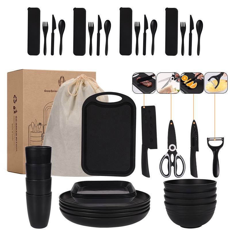 img_4188 37PCS/SET HEALTHY ECO-FRIENDLY THICKENED PLASTIC DINNERWARES/SERVING SET + KITCHENWARES - Image 1
